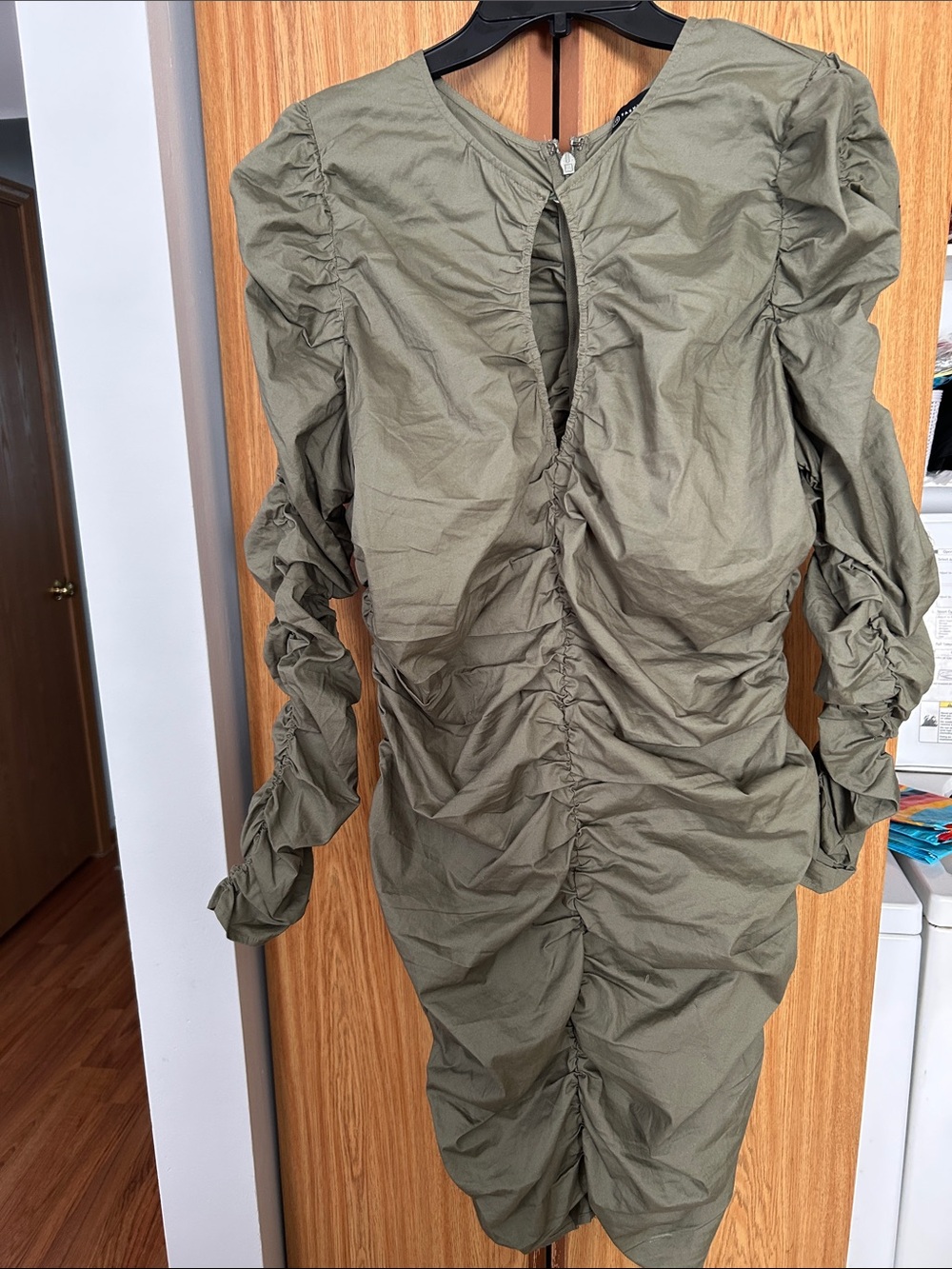 Fashion to Figure Olive Green Ruched Midi Dress